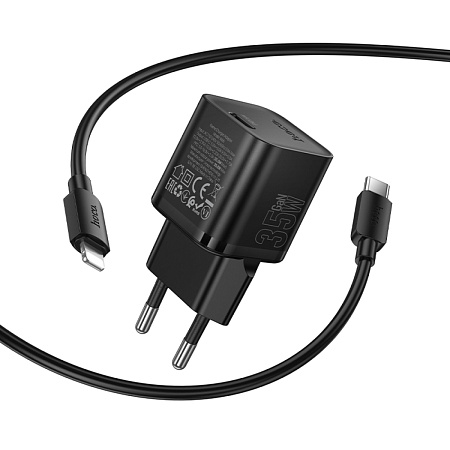 Сетевое зарядное устройство, 1 PD 35W (N66), HOCO, Type-C to Lightning, черный