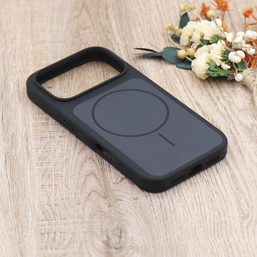 Чехол-накладка для iPhone 17 Pro, Silicon Case, магнитный (MagSafe), с дизайном, без лого, X-CASE, черный