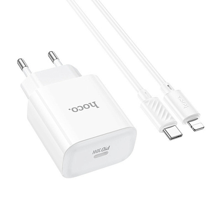 Сетевое зарядное устройство, 1 PD 30W (C76A Pro), HOCO, Type-C to Lightning, белый