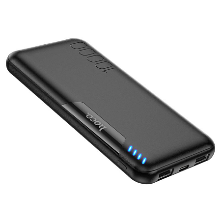 Универсальный Доп. Аккумулятор 10000mAh, J82, HOCO, выход: 2 USB (5V/2A), черный