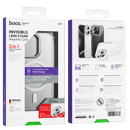 Чехол для iPhone 16 Pro, TPU 2.0 mm, Магнитный (MagSafe), AS9, HOCO, прозрачный