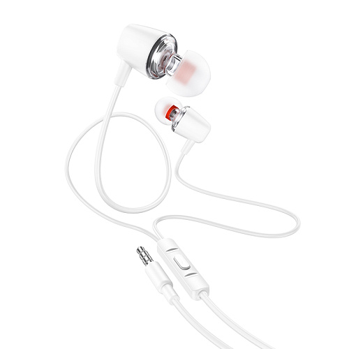 Проводные наушники M107, Discoverer universal earphones, HOCO, вакуумные, белый