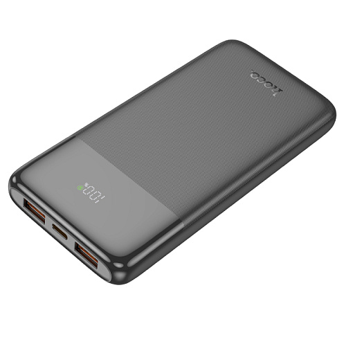 Универсальный Доп. Аккумулятор 10000mAh, J121, HOCO, выход: 2 USB (22.5W)+1 PD (20W) с дисплеем, черный