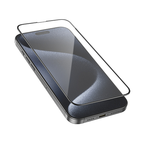 Защитное стекло для iPhone 16 Pro Max, G16, HOCO, Guardian shield series full-screen 5D large arc tempered glass, черное