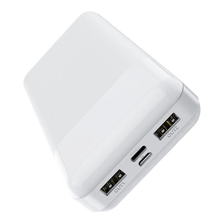 Универсальный Доп. Аккумулятор 20000mAh, J72A, HOCO, 2 USB (5V/2.0A), белый