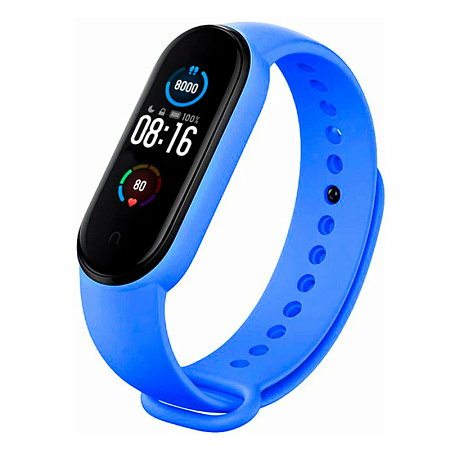 Ремешок на руку для Mi band 5/6/7, силиконовый, синий