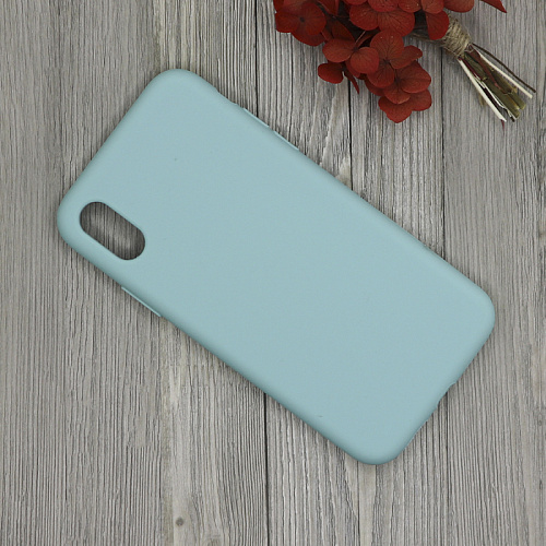 Чехол-накладка для iPhone X/XS, Silicon Case, без лого, бирюзовый