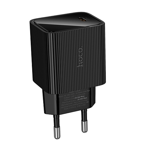 Сетевое зарядное устройство, 1 PD 20W  (CS82A), HOCO, с дисплеем, черный
