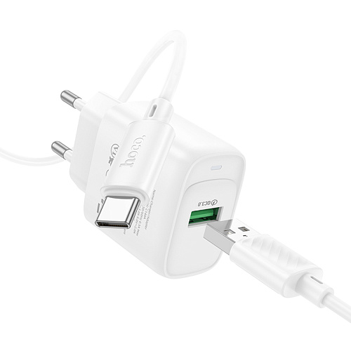 Сетевое зарядное устройство, 1 USB 3.0 QC (C140A), HOCO, Type-C, белый