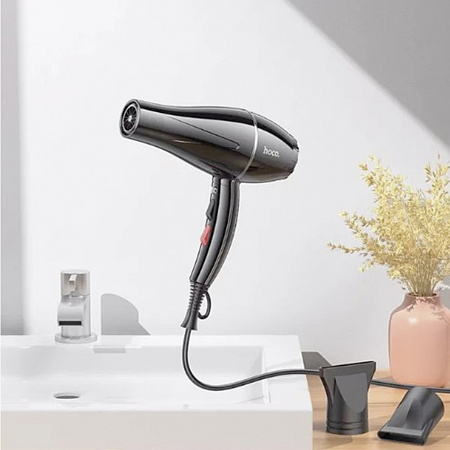 Фен для волос, HP12, HOCO, 1450Вт, 2 насадки, черный
