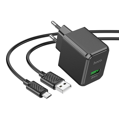 Сетевое зарядное устройство, 1 USB 3.0 QC 18W (CS12A), HOCO, Micro, черный