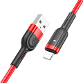 USB дата кабель Lightning, HOCO, U117, 1.2м, красный