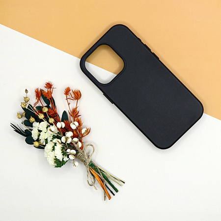 Чехол-накладка для iPhone 15 Pro, экокожа, магнитный (MagSafe), без лого, X-CASE, черный