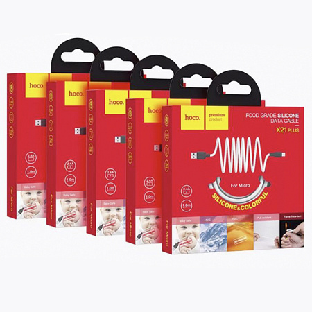 USB Кабель Micro, HOCO, X21 Plus, силиконовый, черно-белый