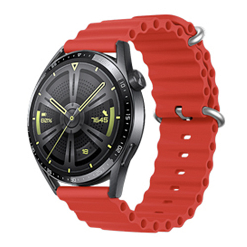 Ремешок на руку универсальный для умных часов 20мм, HOCO, WH01, силиконовый ребристый, красный