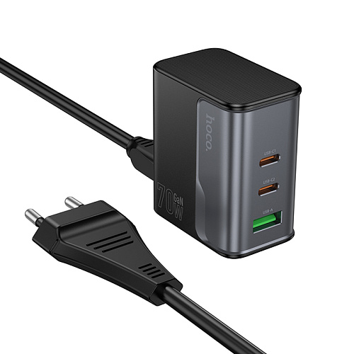 Сетевое зарядное устройство, 2 PD 70W + 1 USB 18W (CS76A), HOCO, черный