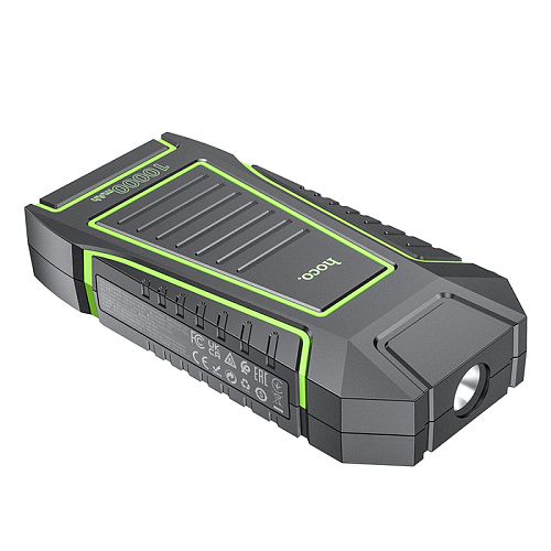 Универсальный Доп. Аккумулятор 10000mAh, QS1, HOCO, 12V(запуск двигателя авто)+2USB (5V/2A)+ фонарик, черный
