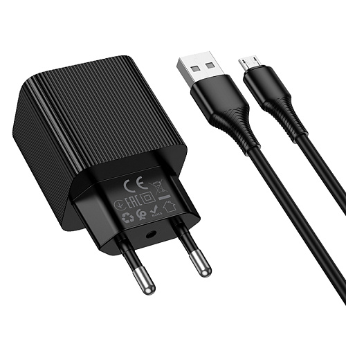 Сетевое зарядное устройство, 1 USB 3.0 QC (CS81A), HOCO, Micro, с дисплеем, черный