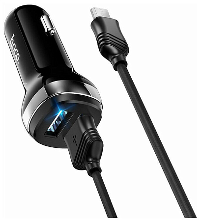 Автомобильное зарядное устройство, 2 USB 2.4A (Z40), usb cable micro, HOCO, черный