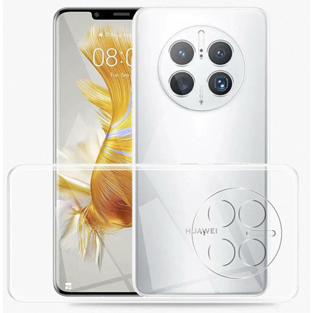Чехол силиконовый для Huawei Mate 50 Pro, с защитой камеры, прозрачный