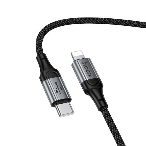 Кабель Lightning to Type-C (PD), HOCO, X121, 1.5 метра, PD 27W, витой, цвет черный