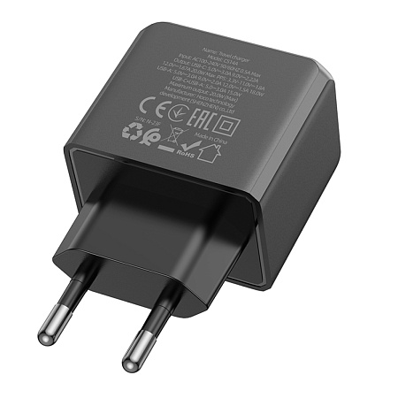 Сетевое зарядное устройство, 1 PD 20W + 1 USB 3.0 QC (CS14A), HOCO, черный