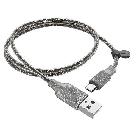 USB Кабель Micro, HOCO, U73, силиконовый, черный