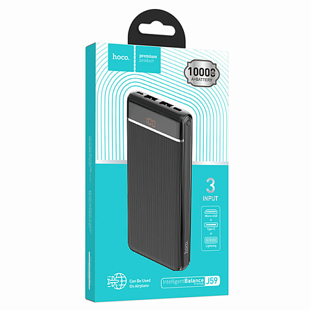 Универсальный Доп. Аккумулятор 10000mAh, J59, HOCO, черный