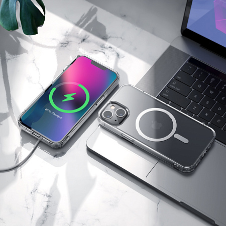 Чехол силиконовый для iPhone 14 Plus (6.7), Магнитный (MagSafe), X-CASE, прозрачный