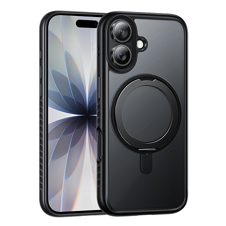 Чехол для iPhone 17, TPU + PC board, Магнитный (MagSafe), с подставкой, AS1, HOCO, прозрачный