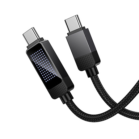 Кабель Type-C на Type-C, HOCO, U154, 60W, 1.2м, с дисплеем, черный