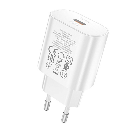 Сетевое зарядное устройство, 1 PD 25W (N22), HOCO, Безопасный сертификат, белый