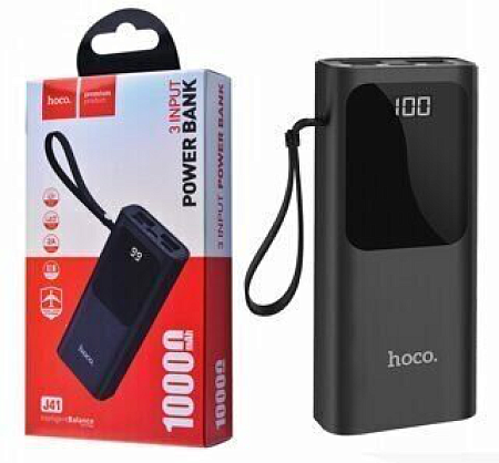 Универсальный Доп. Аккумулятор 10000mAh, J41, с диплеем, HOCO, черный