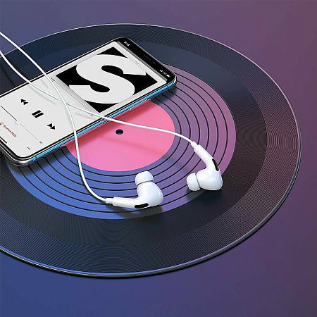 Проводные наушники M1 Pro, Lightning, HOCO, вакуумные с микрофоном, белые
