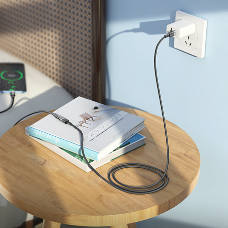 USB удлинитель с Type-C (папа) на Type-C (мама), 1.2 m, USB 2.0, HOCO, U107, черный