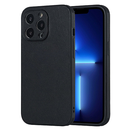 Чехол силиконовый для iPhone 14 Pro Max (6.7), экокожа, DU DU, черный