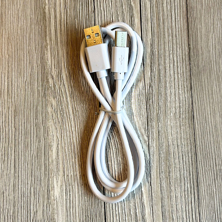 Кабель USB Type-C, 1 метр, удлиненный штекер 10 мм, цвет белый