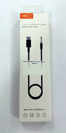 AUX Audio кабель 3,5 мм на Type-C, черный