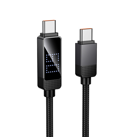 Кабель Type-C на Type-C, HOCO, U154, 60W, 1.2м, с дисплеем, черный