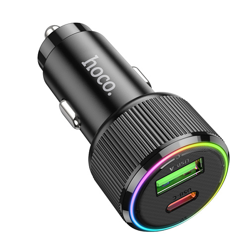 Автомобильное зарядное устройство, 1 USB QC3.0 18W, 1 PD 20W (NZ14A), HOCO, черный