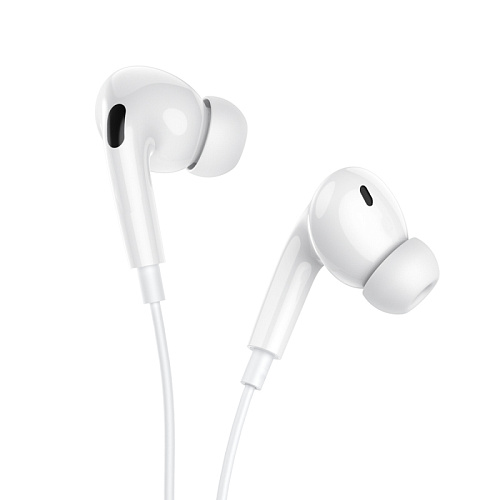 Проводные наушники M101 Pro Type-C, Crystal joy wire-controlled, HOCO, вакуумные с микрофоном, белые