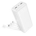 Универсальный Доп. Аккумулятор 30000mAh, J163B, HOCO, выход: 2 USB, 1 PD (20W), кабель: Type-C, Lightning, Micro, белый