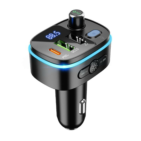 Bluetooth FM модулятор, E62, HOCO, 1 PD 20W+1 QC3.0+1 USB, черный