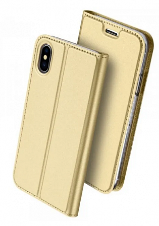Чехол-книжка для iPhone X/XS, DU DU, боковой, золотой