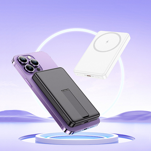 Универсальный Доп. Аккумулятор 5000mAh, J125, HOCO, выход: 1 PD 20W, беспроводная зарядка (MagSafe), белый