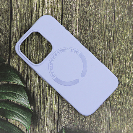 Чехол-накладка для iPhone 15 Pro, Silicon Case, магнитный (MagSafe), без лого, X-CASE, светло-голубой
