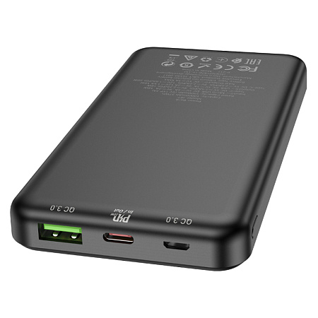 Универсальный Доп. Аккумулятор 10000mAh, J87, HOCO, выход 1 USB (18W), 1 PD (20W), вход Micro/Type-C, черный