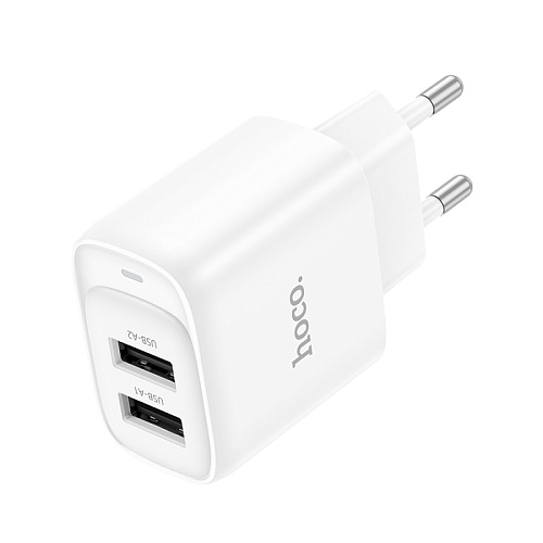 Сетевое зарядное устройство, 2 USB 2.1A (C141A), HOCO, белый
