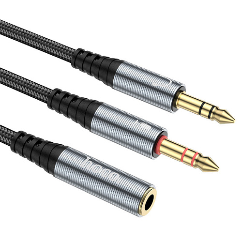 AUX переходник с 1 Jack на 2 (3,5 мм), (1 мама на 2 папы) UPA21, HOCO, черный