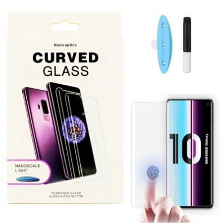 Защитное стекло на Samsung Galaxy S10 Plus, ультрафиолет, прозрачное, X-CASE